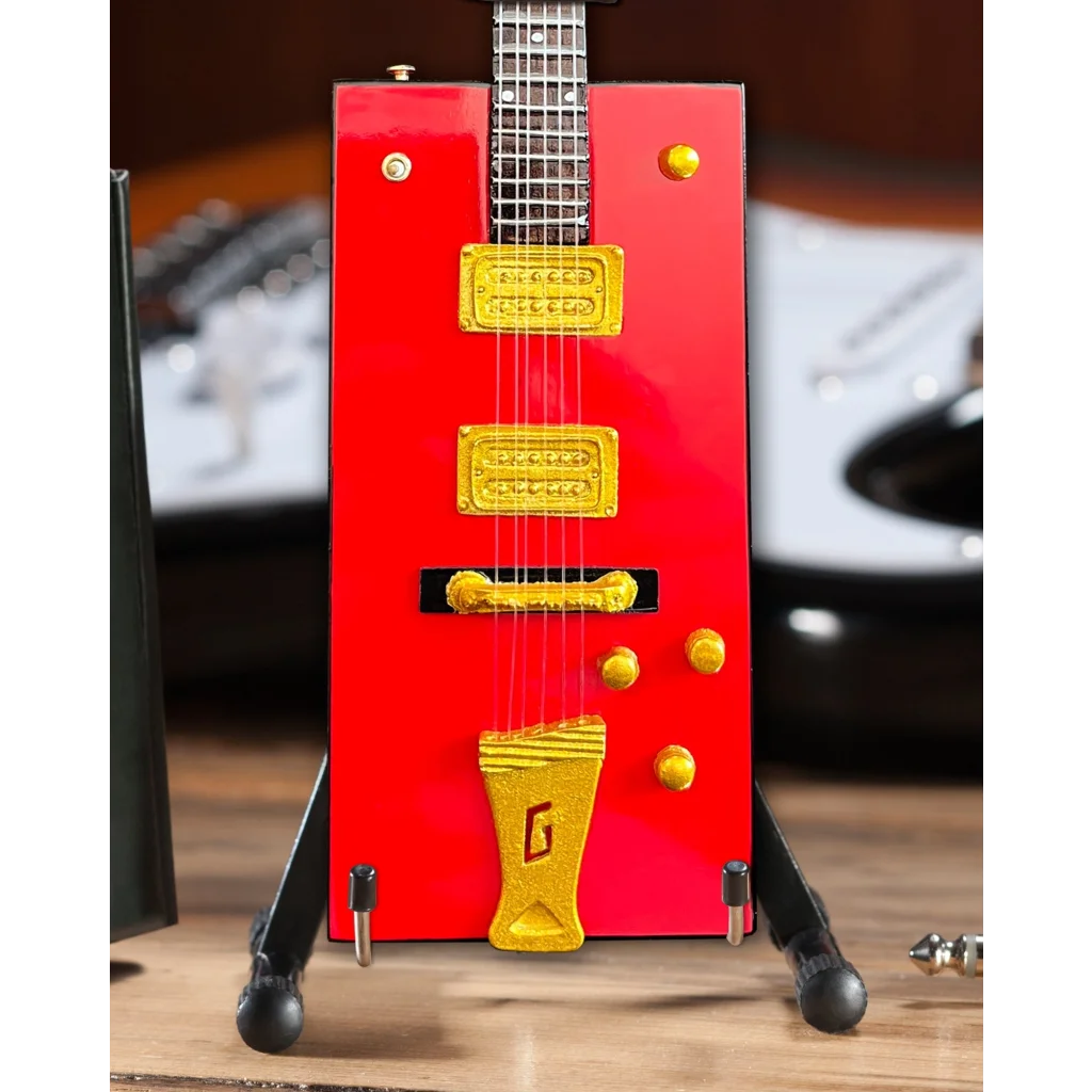 Red Axe Heaven Bo Diddley mini guitar with case gift