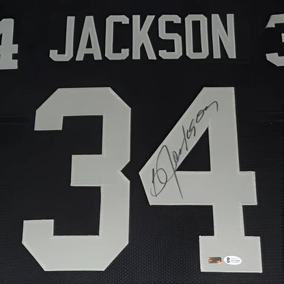 Bo Jackson autographed Oakland Raiders deluxe framed jersey black #34