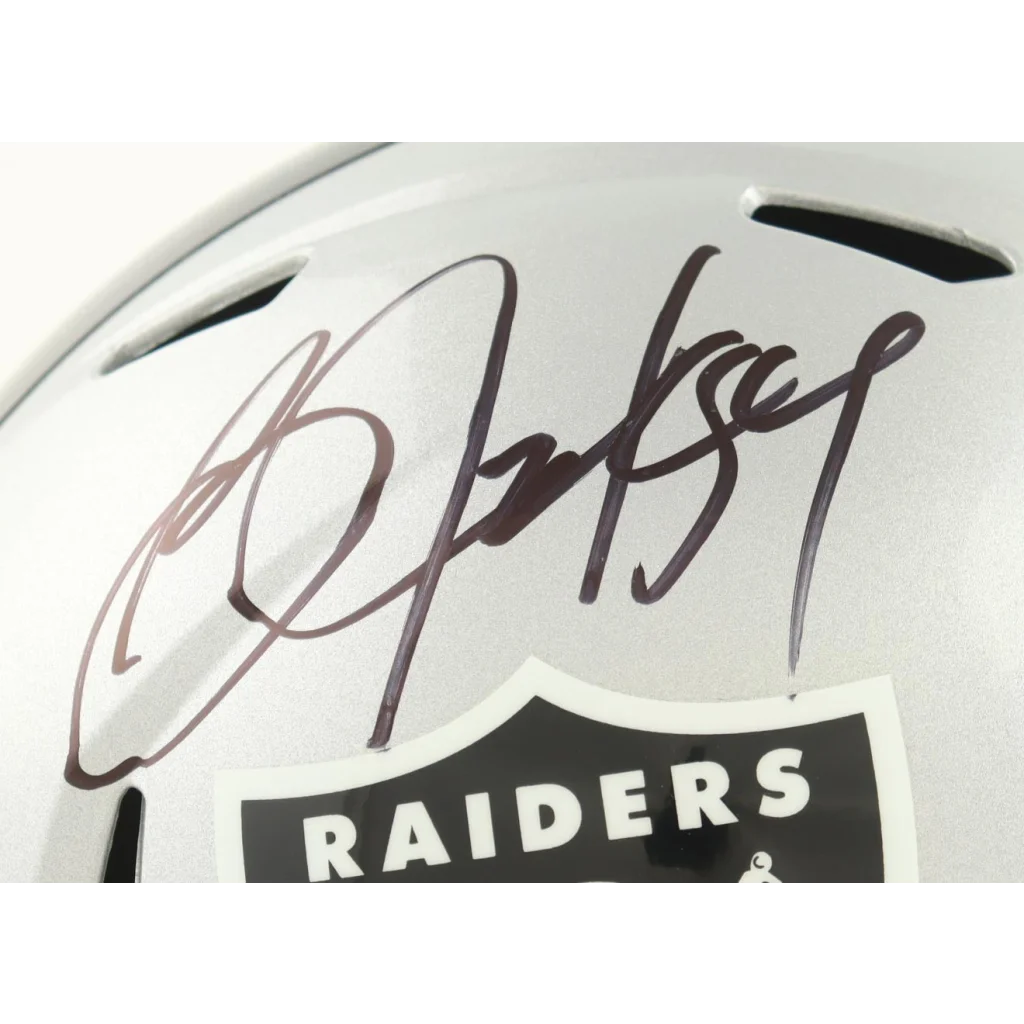 Bo Jackson signed Raiders full-size speed helmet, Beckett witnessed