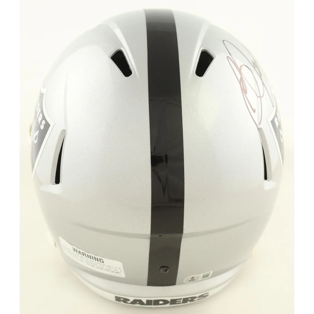 Bo Jackson signed Raiders speed helmet with silver design and black stripe