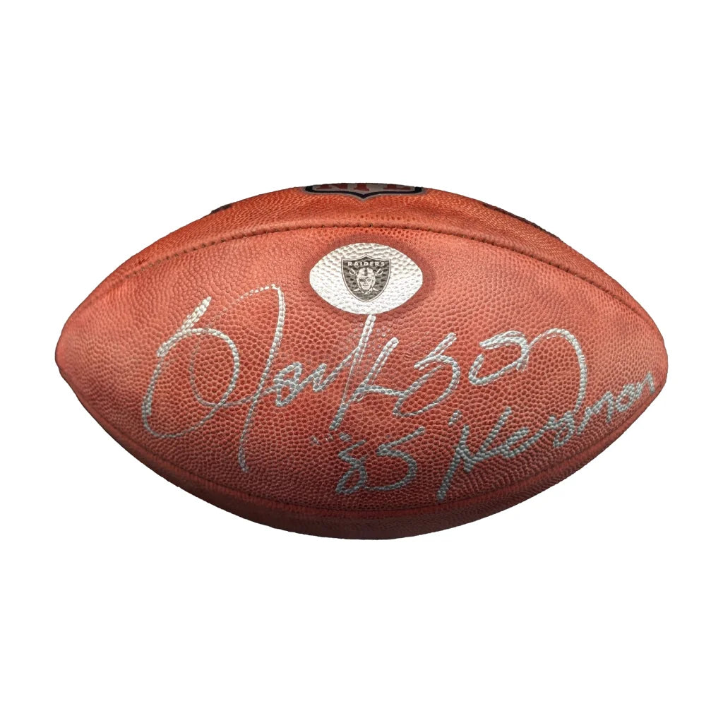 Bo Jackson signed Wilson Duke Official NFL football with Raiders logo