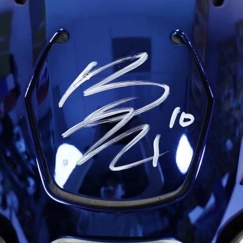 Bo Nix autographed chrome blue Broncos helmet with #10, Beckett authenticated