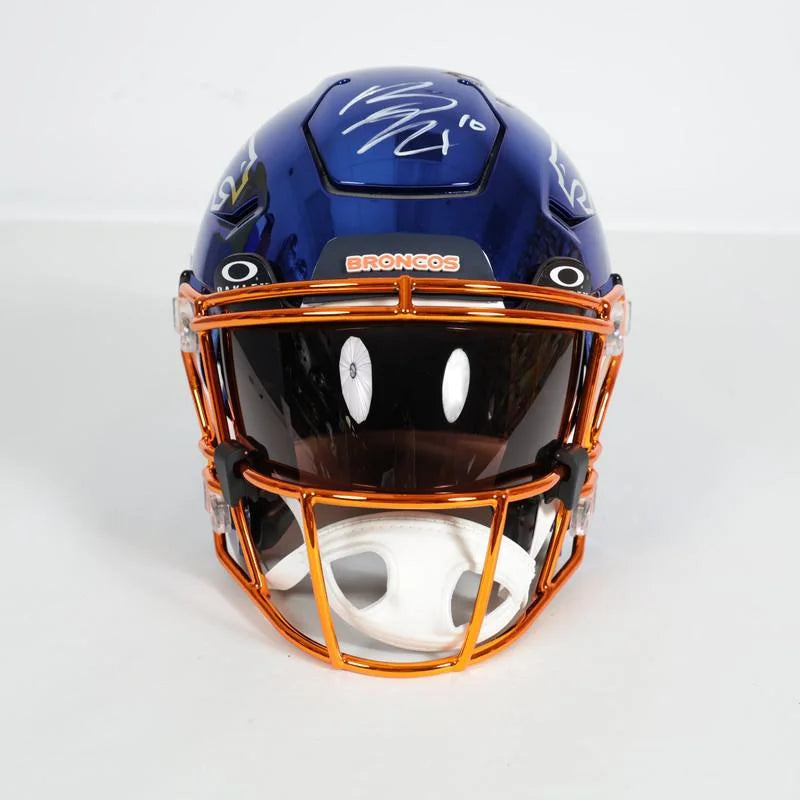 Nix autographed Denver Broncos chrome blue finish helmet with Beckett