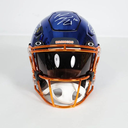 Nix autographed Denver Broncos chrome blue finish helmet with Beckett