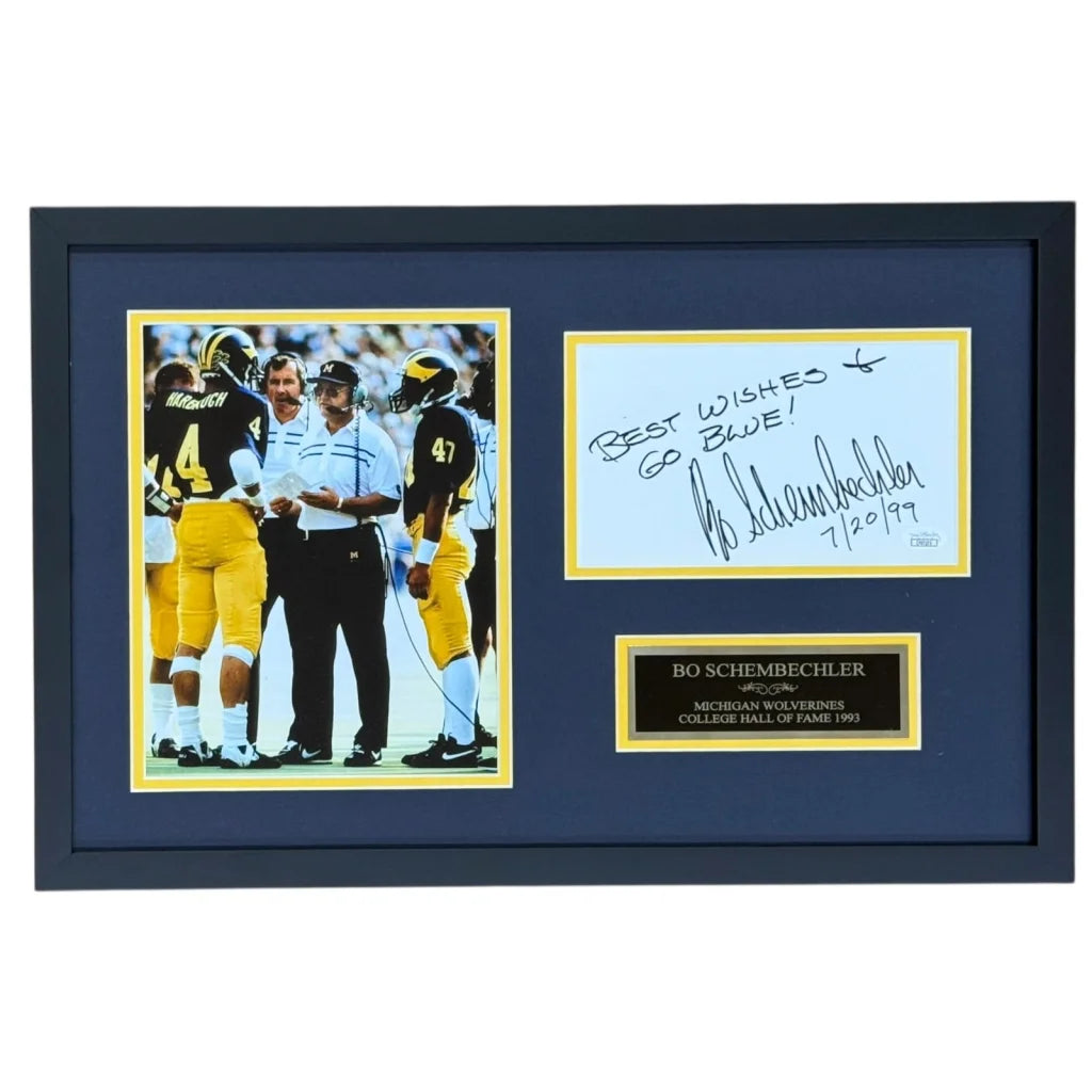 Bo Schembechler autographed Michigan Wolverines deluxe framed tribute
