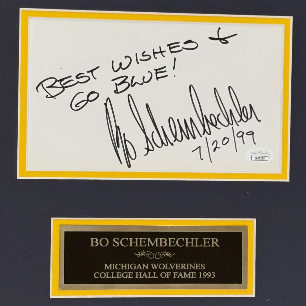 Bo Schembechler autographed Michigan Wolverines deluxe framed tribute piece