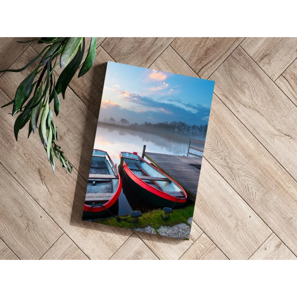 Misty Dock Rowboats Insigne Aluminum Prints | Modern Wall Art Decor | vintageantiquesgifts.com
