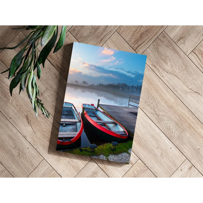 Misty Dock Rowboats Insigne Aluminum Prints | Modern Wall Art Decor | vintageantiquesgifts.com