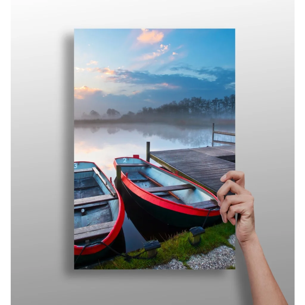 Misty Dock Rowboats Insigne Aluminum Prints | Insigneart USA | vintageantiquesgifts.com