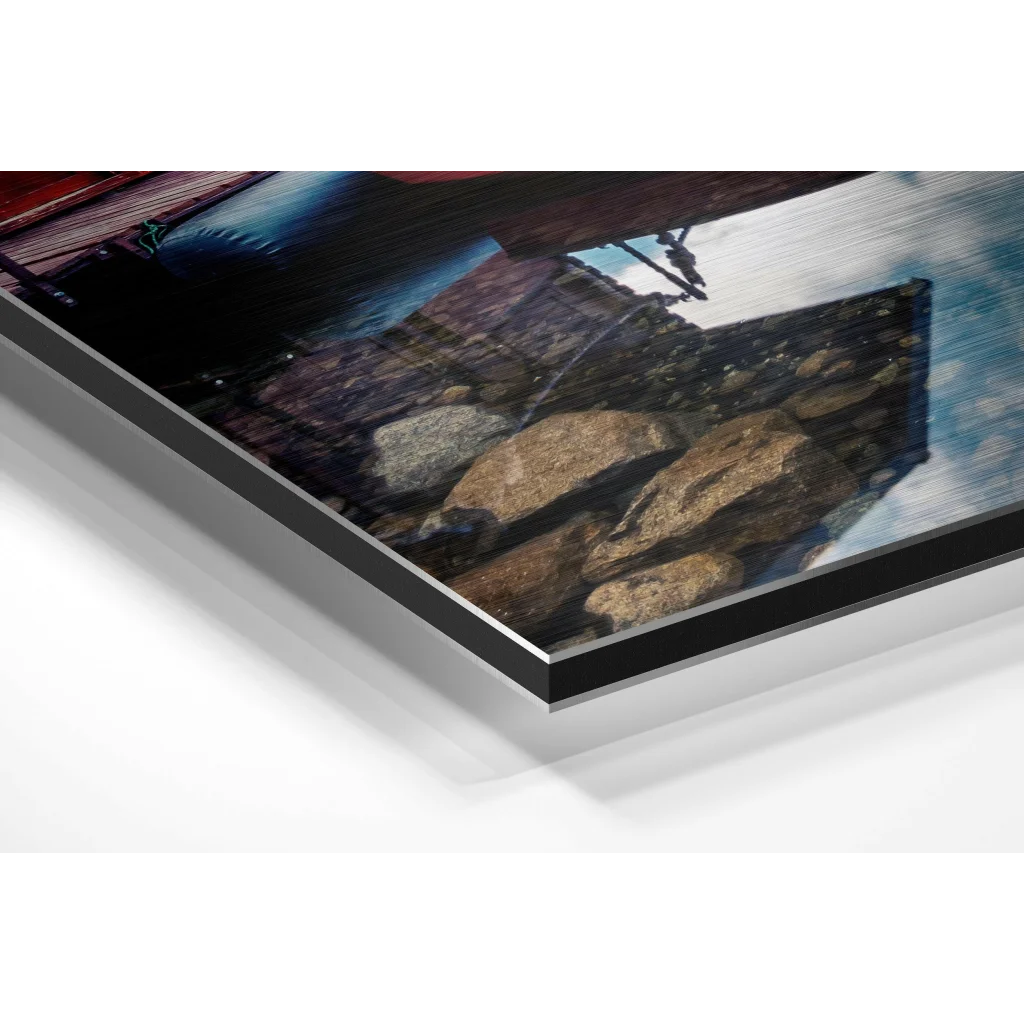 Vivid textured rocks and water on brushed aluminium dibond art print