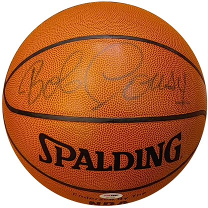 Bob Cousy signed NBA basketball with Spalding logo and PSA DNA