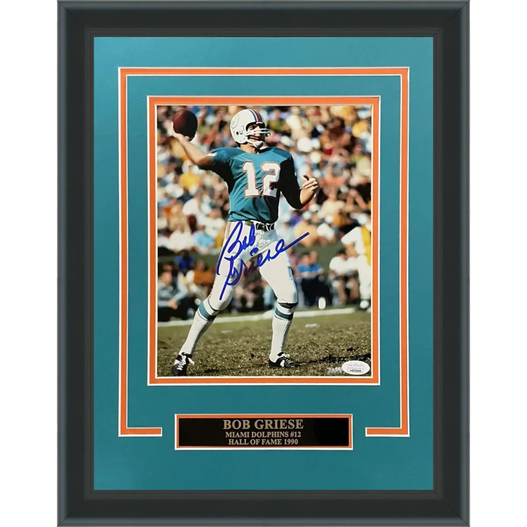 Bob Griese autographed Miami Dolphins 1980s deluxe photo frame