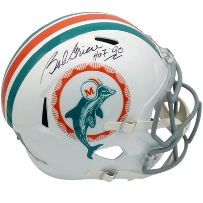 Bob Griese autographed white Miami Dolphins replica helmet with teal stripes