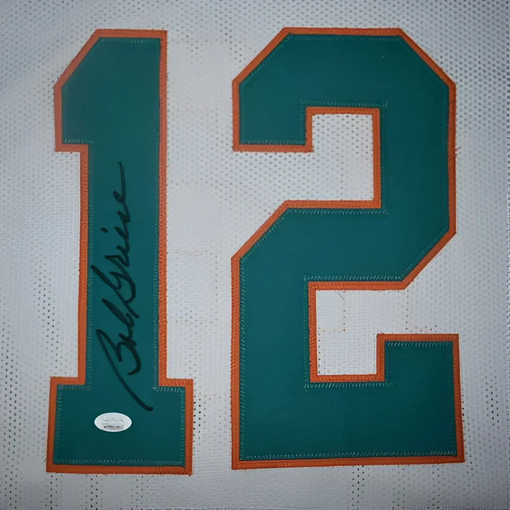 Bob Griese autographed Miami Dolphins white #12 jersey patch