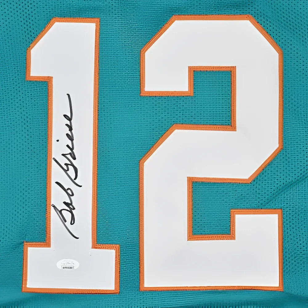 Bob Griese autographed Miami custom jersey, teal with white orange #12