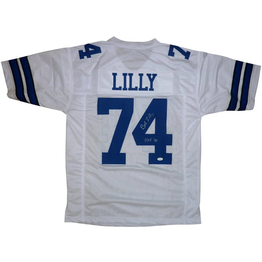 Bob Lilly autographed white Dallas Cowboys jersey #74 with Lilly name, private signing