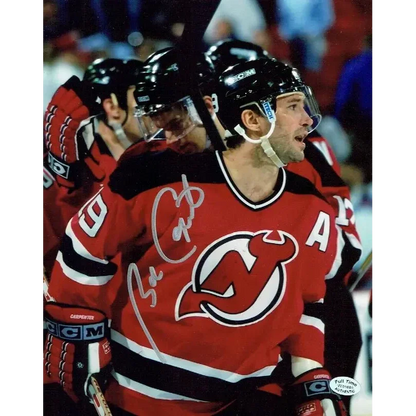 Red Bobby Carpenter Jersey Devils autographed 8x10 photo with logo and signature