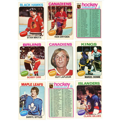 Vintage hockey trading cards featuring Bobby Orr from the hockey complete set break