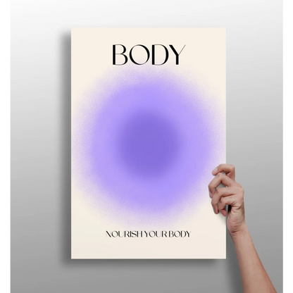 Minimalist Nourish Your Body insigne aluminum print with bold body text