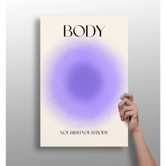 Minimalist Nourish Your Body insigne aluminum print with bold body text