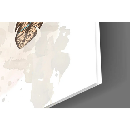 Boho dreamcatcher wall art with detailed brown feather and turquoise accents