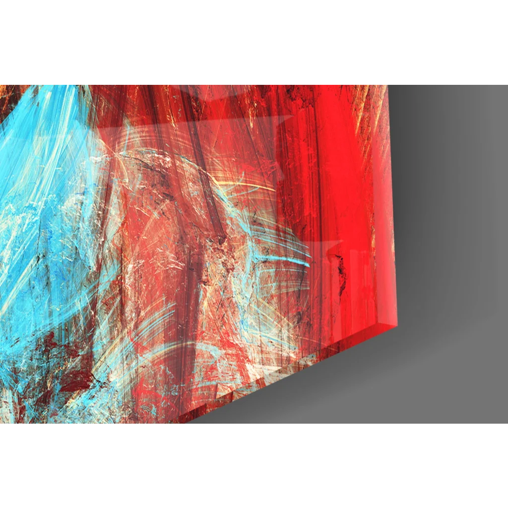 Vibrant bold abstract wall art canvas with red blue brushstrokes