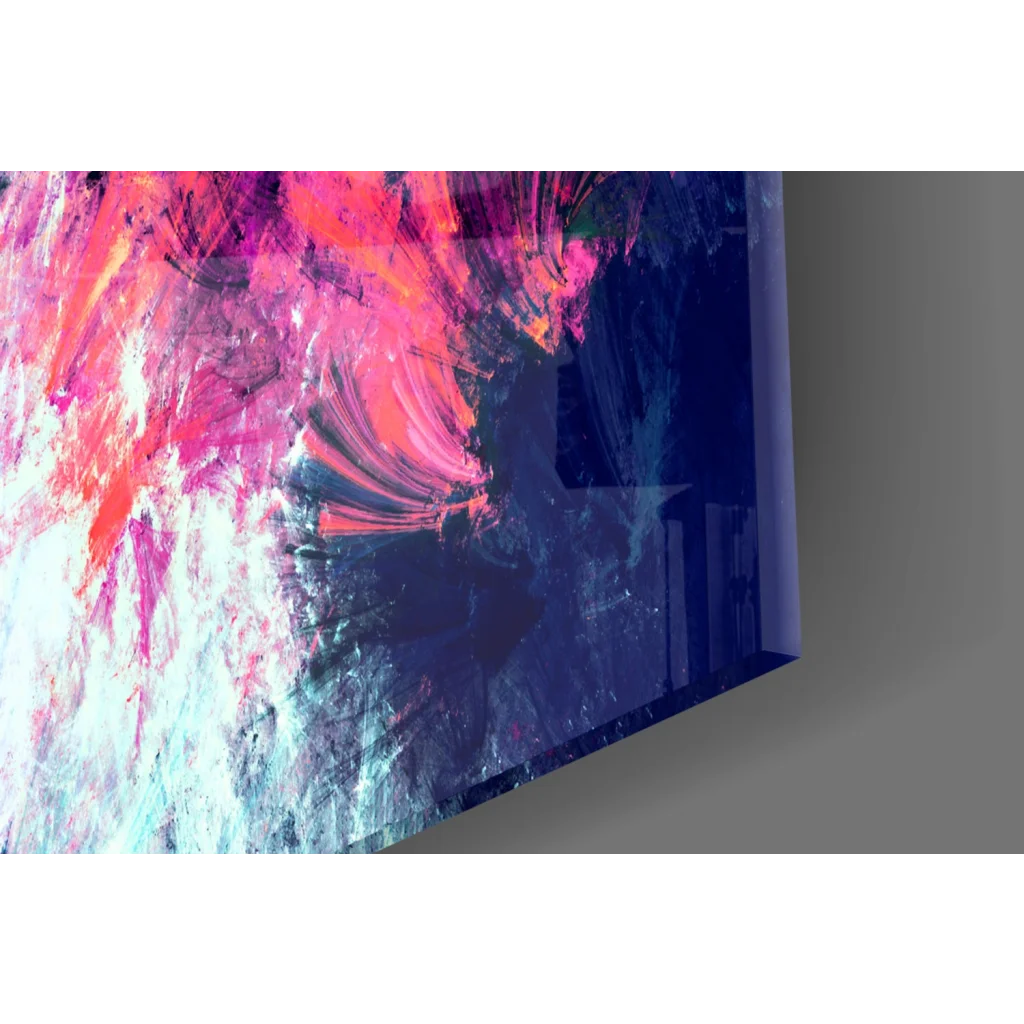 Vibrant bold abstract canvas wall art in teal pink orange on textured white