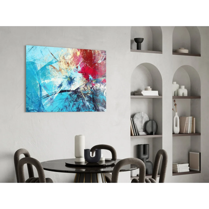 Vibrant blue and red strokes in bold abstract wall art canvas