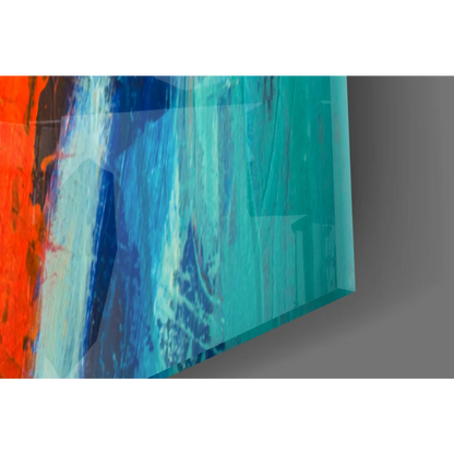 Vibrant bold abstract canvas wall art with orange, blue, teal bursts