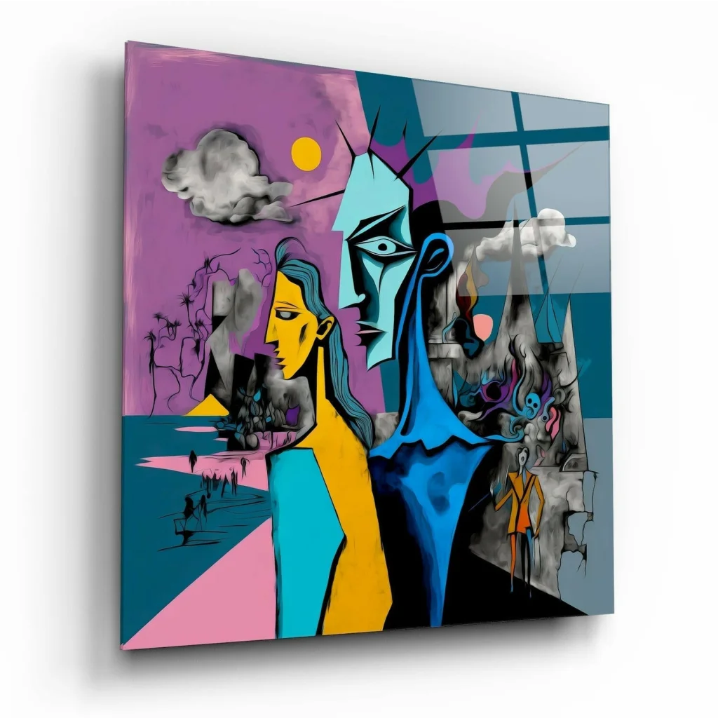 Bold Abstract Glass Wall Art Canvas With Vibrant Brushstrokes | Insigneart USA | vintageantiquesgifts.com