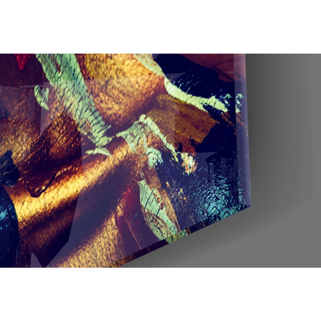 Bold abstract portrait wall art canvas with red gold blue textured strokes