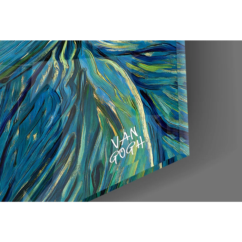 Vibrant blue and green Van Gogh abstract canvas wall art print