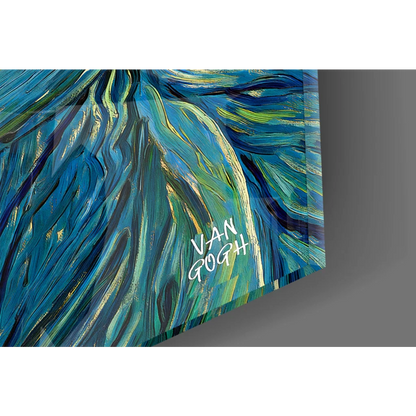 Vibrant blue and green Van Gogh abstract canvas wall art print