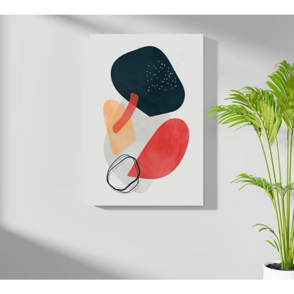 Bold abstract shapes aluminum art print in navy, orange, red