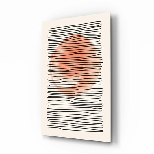 Bold coral and black wavy abstract wall art print on cream background