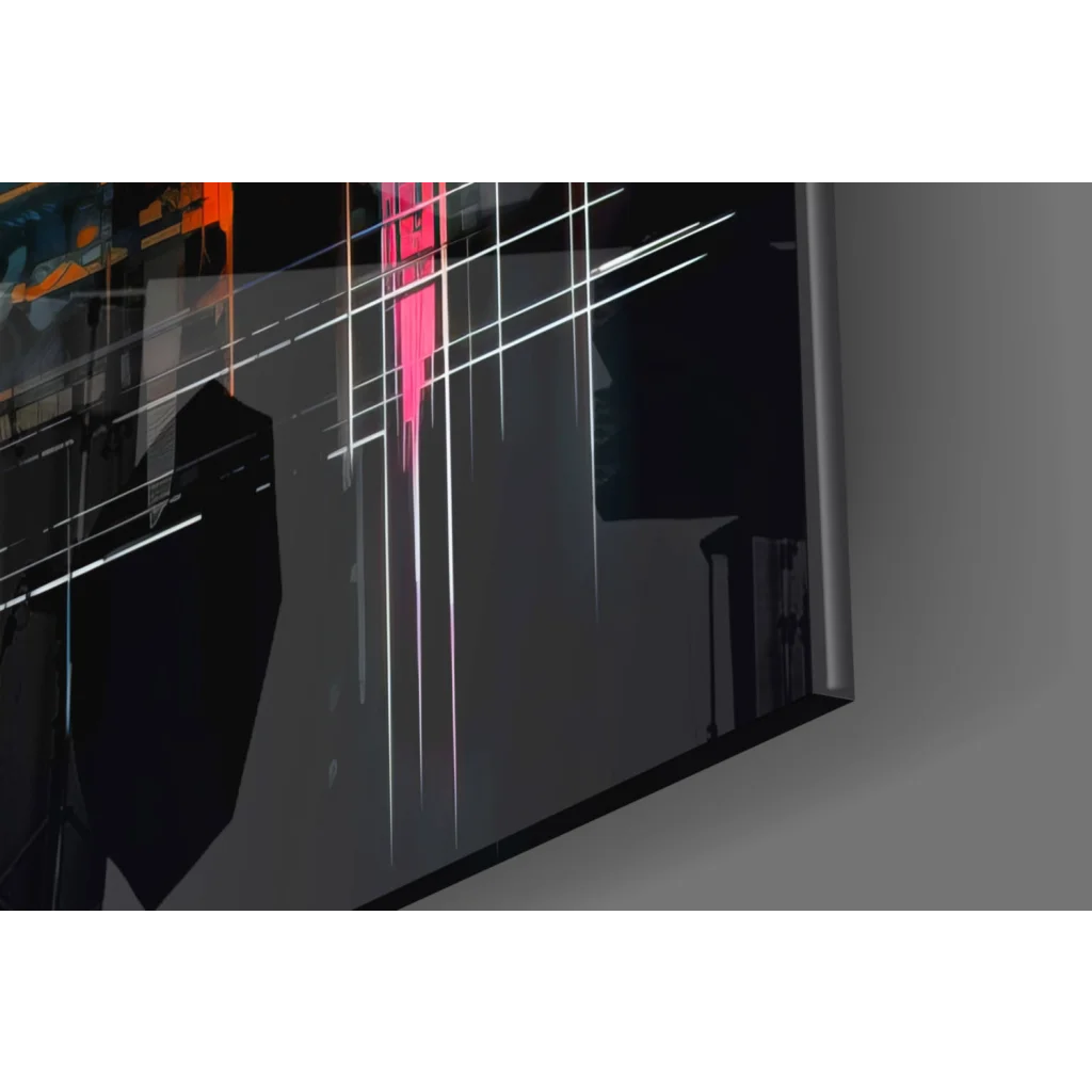 Vibrant pink orange 4K Samsung QLED TV glass wall art splash
