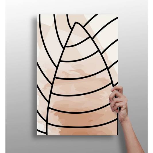 Beige and cream abstract canvas art with bold black geometric lines