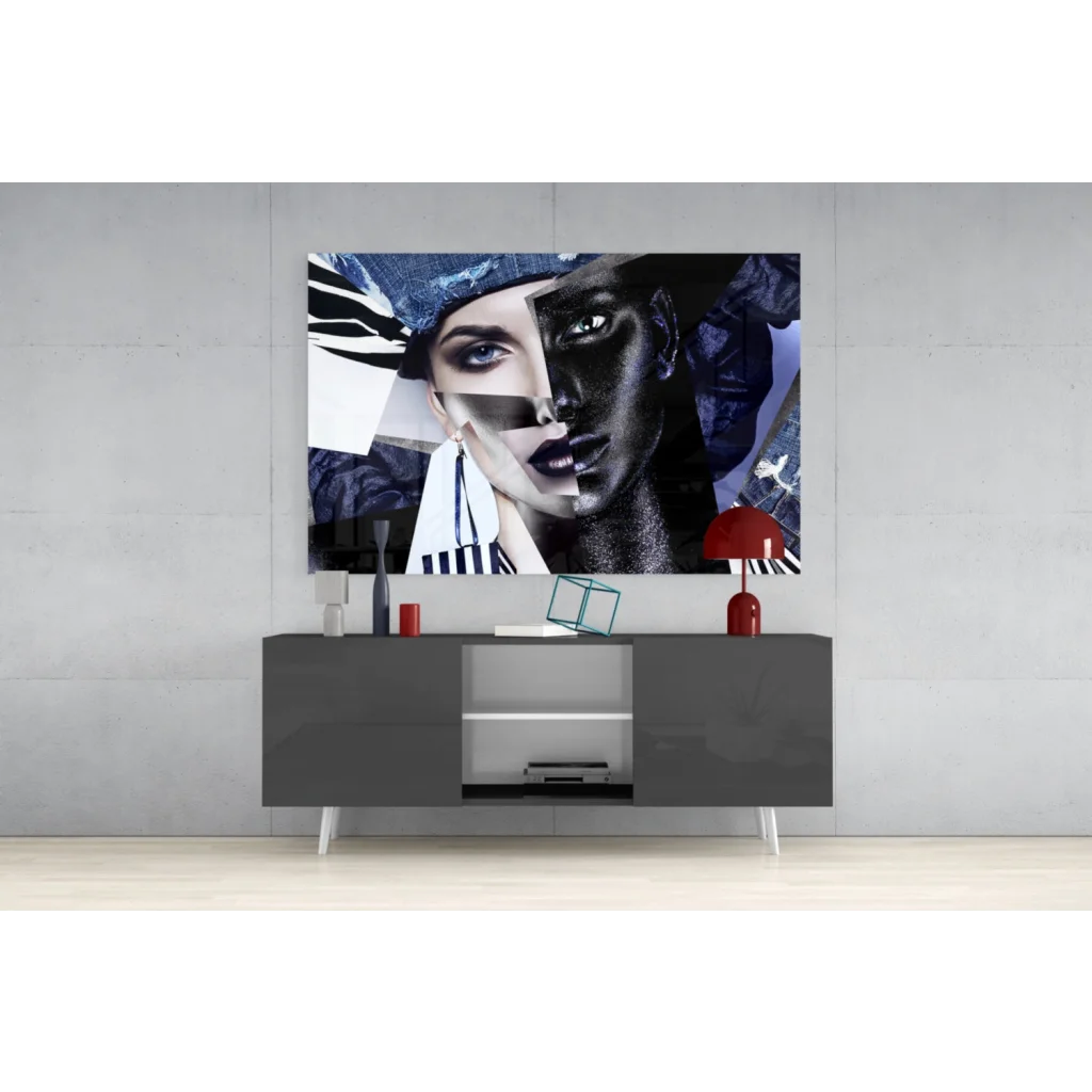 Bold blue eyes abstract portrait wall art canvas collage