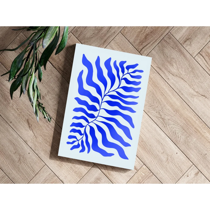 Bold Blue Fern aluminum print on white canvas for modern spaces