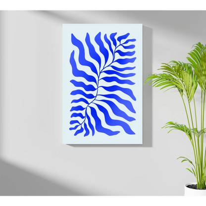Bold blue fern aluminum print for modern spaces