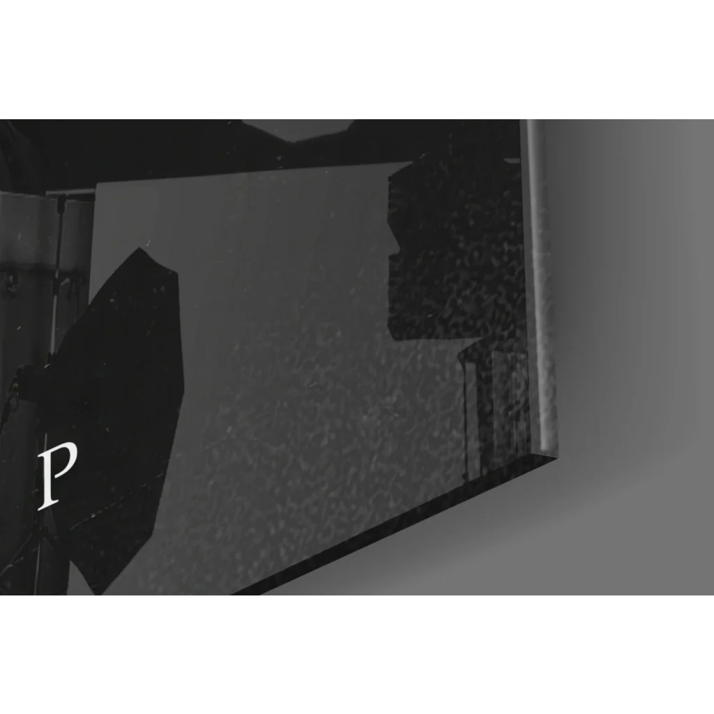 Bold Cigar Man black and white glass wall art with classic umbrella