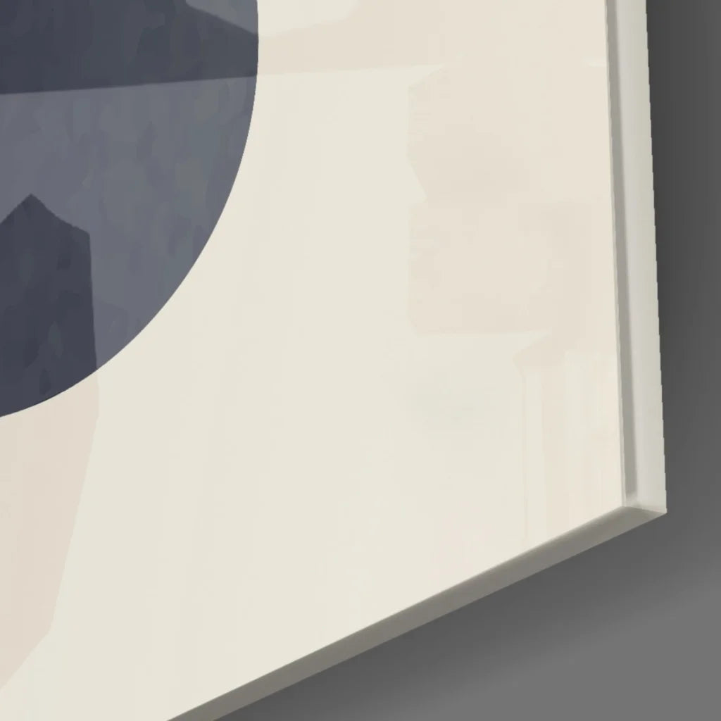 Bold gray circle minimalist wall art canvas in red navy cream