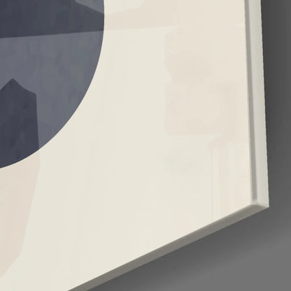 Bold gray circle minimalist wall art canvas in red navy cream