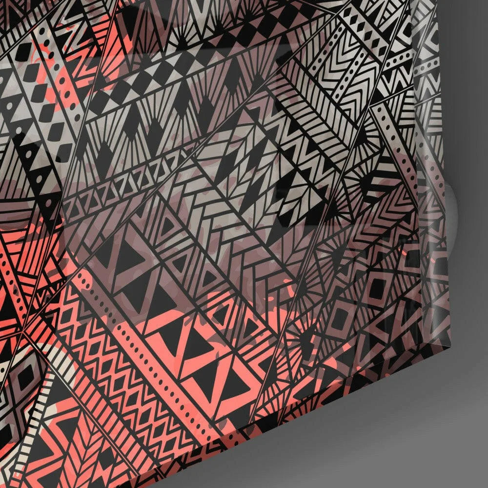Bold coral and black geometric canvas wall art