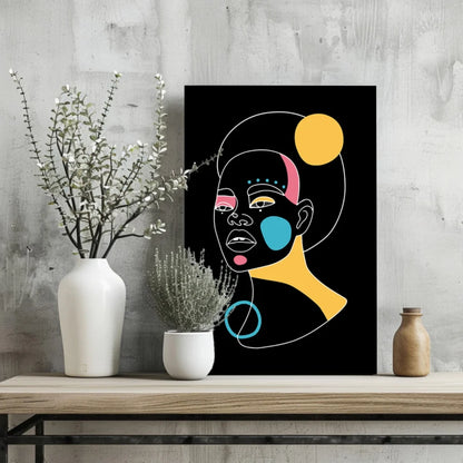 Bold Geometric Face Art on Sleek Aluminum Canvas | Glass Wall Art Print | vintageantiquesgifts.com