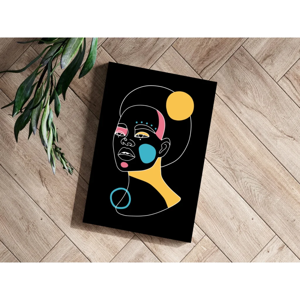 Bold Geometric Face Art on Sleek Aluminum Canvas | Modern Wall Art Decor | vintageantiquesgifts.com
