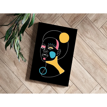 Bold Geometric Face Art on Sleek Aluminum Canvas | Modern Wall Art Decor | vintageantiquesgifts.com
