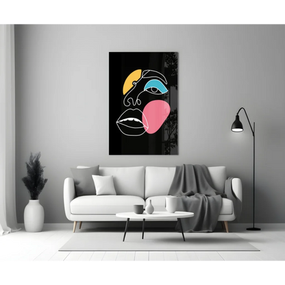 Bold Geometric Face Glass Wall Art in Vibrant Colors | Modern Wall Art Decor | vintageantiquesgifts.com