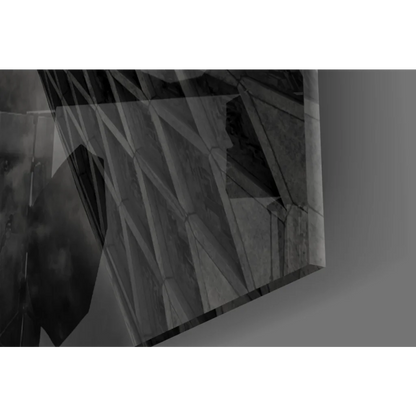 Bold black and white geometric glass wall art