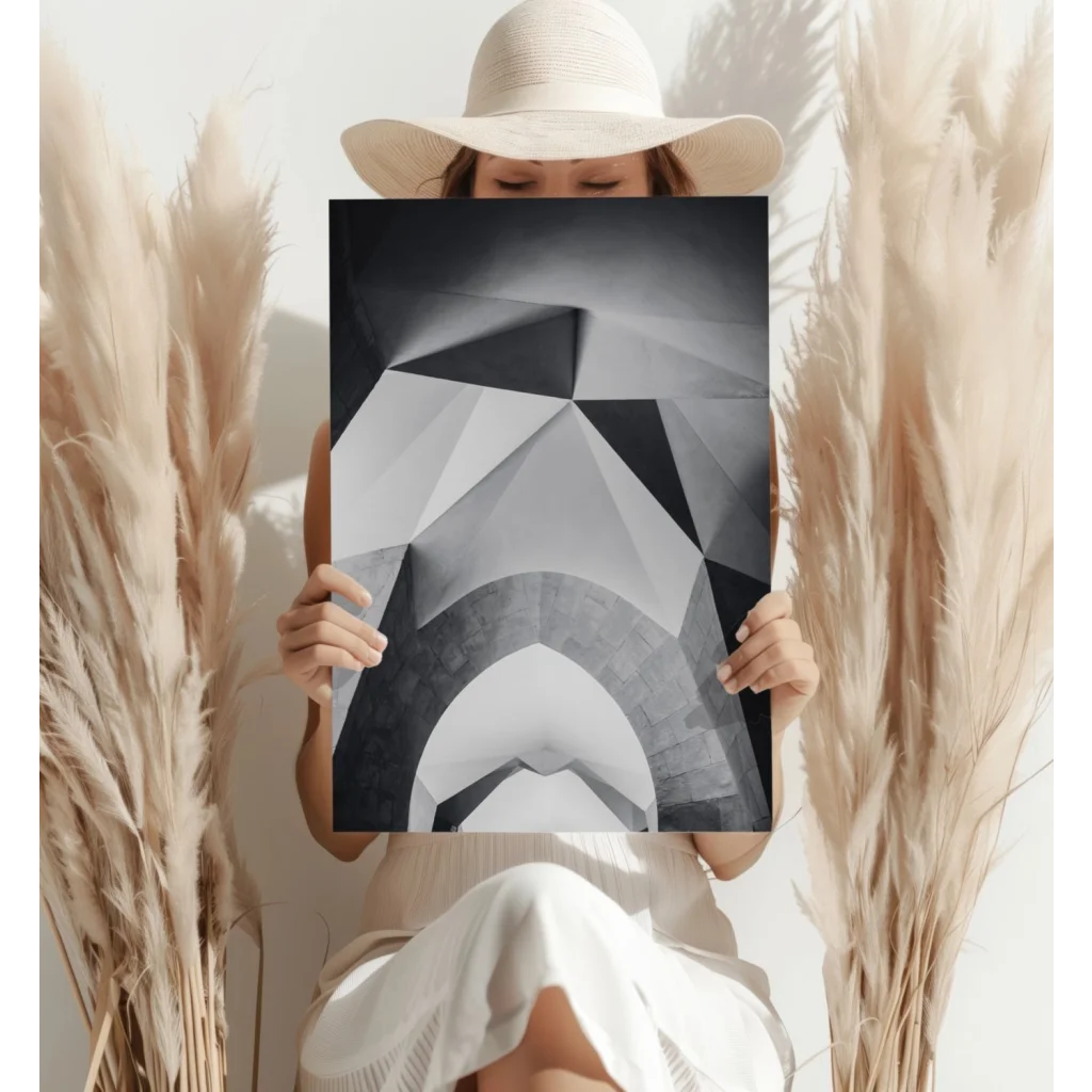 Bold geometric black and white Stormtrooper helmet canvas wall art